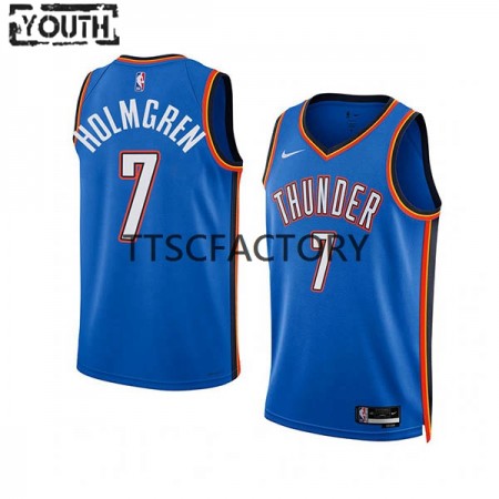 Camiseta Niños NBA Oklahoma City Thunder Chet Holmgren 7 Nike 2022-23 Icon Edition Azul Swingman
